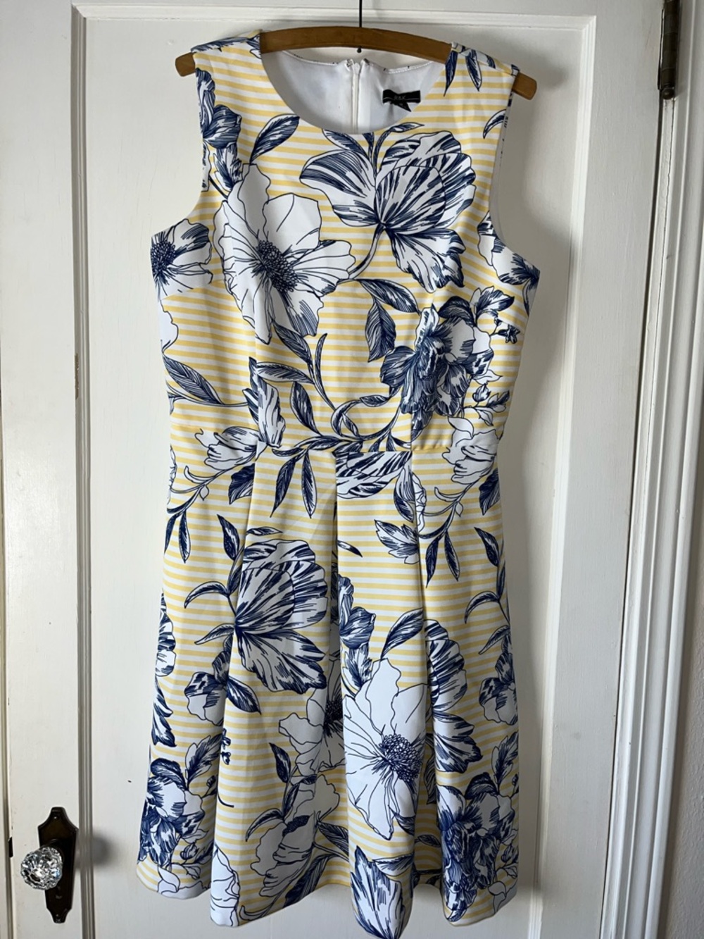 R&K Yellow & Navy Striped Floral Midi Dress